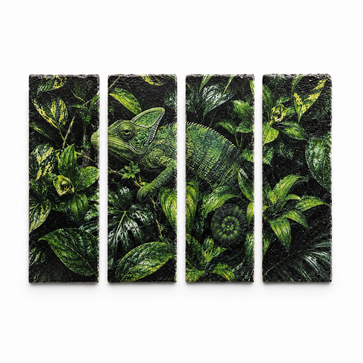Crafted Chameleon Textured Stone Tile Set – 4 Pieces, 7.5 × 20.5 cm Each
