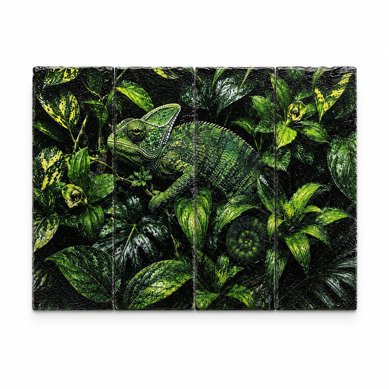 Crafted Chameleon Textured Stone Tile Set – 4 Pieces, 7.5 × 20.5 cm Each