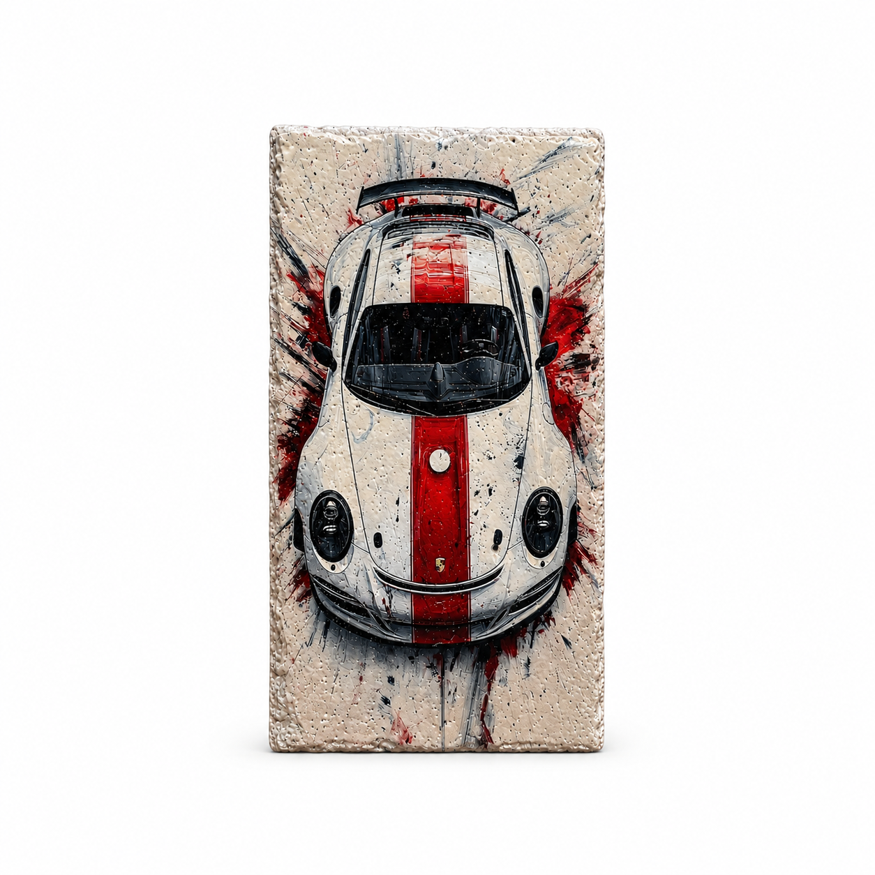 Crafted Porsche 911 Textured Stone Art Tile – 15.5 × 30.5 cm