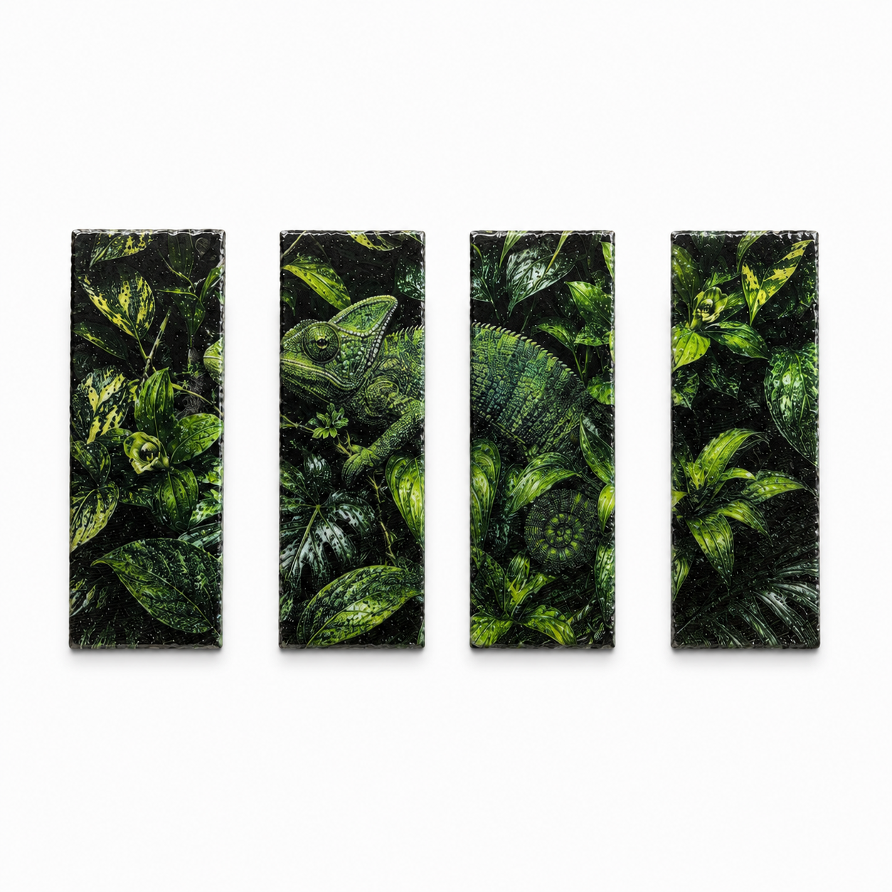 Crafted Chameleon Textured Stone Tile Set – 4 Pieces, 7.5 × 20.5 cm Each