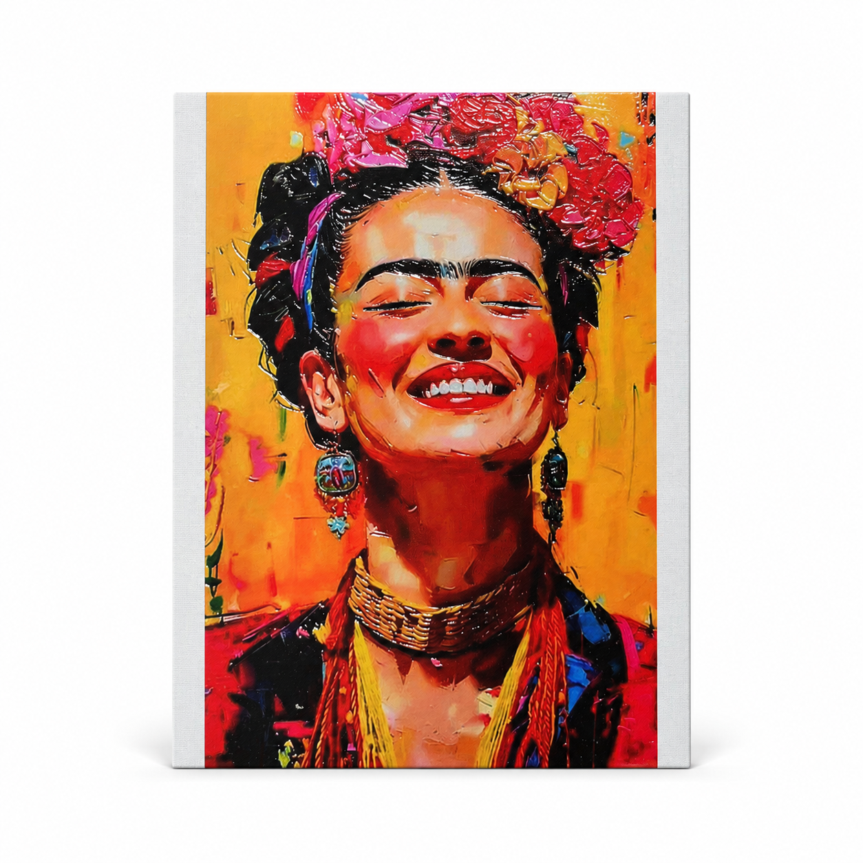 Crafted Frida-Inspired Textured Canvas Artwork – 23 × 30 cm