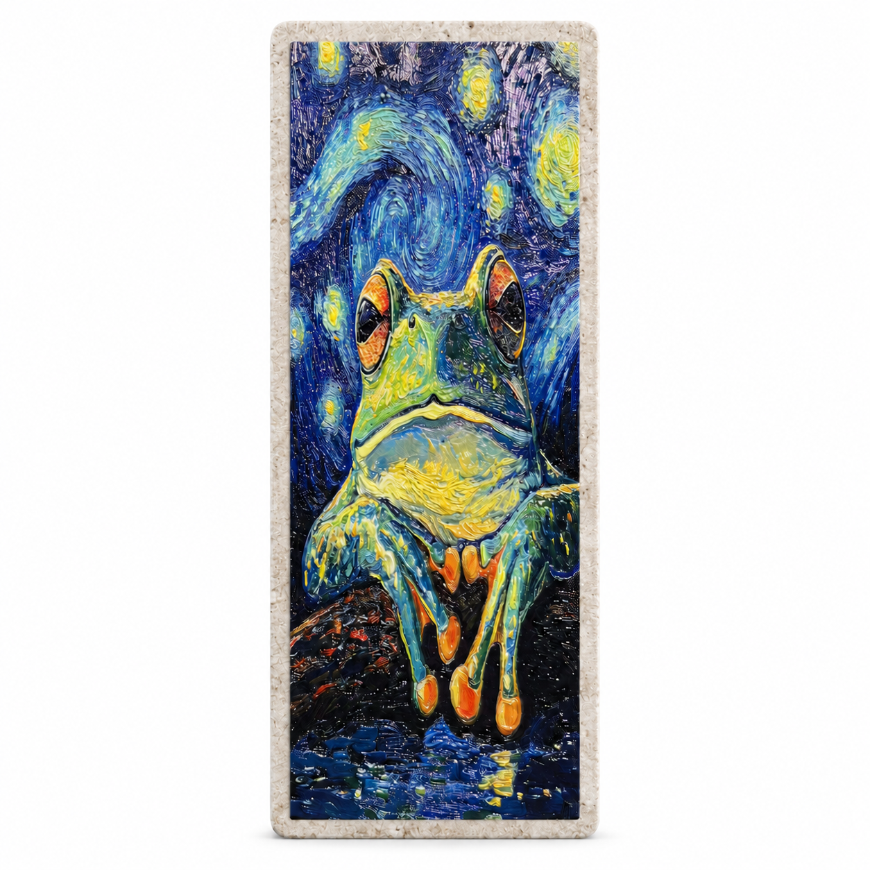 Crafted Van Gogh-Inspired Starry Night Frog Textured Stone Tile – 7.5 × 20.5 cm
